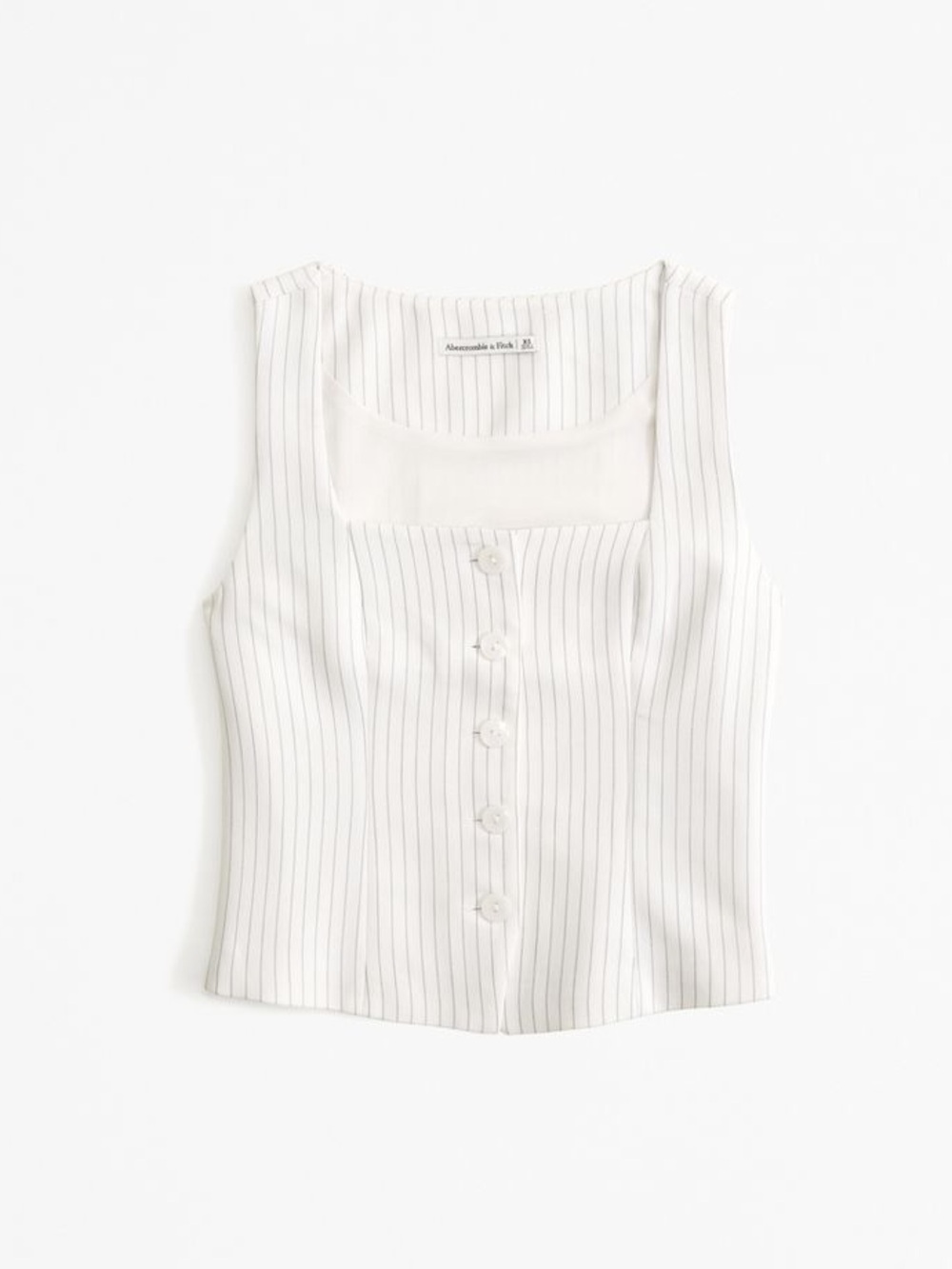 Abercrombie White Pinstripe Button Down Vest